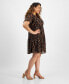 Plus Size Printed Flutter-Sleeve A-Line Dress