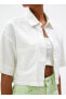 Standart Gömlek Yaka Düz Beyaz Kadın Gömlek 3sal60006ıw