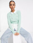 River Island embellished fluffy hybrid jumper in light green