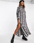 Фото #8 товара ASOS DESIGN boucle maxi shirt dress in mono check