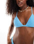 Фото #2 товара Free Society crinkle triangle bikini top in sky blue