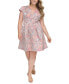 Фото #1 товара Plus Size Floral Jacquard Fit & Flare Dress