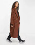 Pull&Bear oversized tailored coat in brown