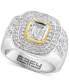 EFFY® Men's White Topaz Halo Cluster Ring (3 ct. t.w.) in Sterling Silver & 14k Gold-Plate