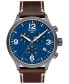 ფოტო #1 პროდუქტის Men's Swiss Chrono XL Brown Leather Strap Watch 45mm