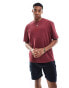 ASOS DESIGN oversized t-shirt in heavyweight 220gsm red wash with chest embroidery