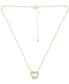 Freshwater Pearl (5mm) & Cubic Zirconia Open Heart Pendant Necklace, 16" + 2" extender, Created for Macy's