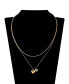 ფოტო #3 პროდუქტის Cubic Zirconia Double Puff Heart Snake Chain Layered Pendant Necklace