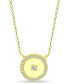 Cubic Zirconia Polished Halo Pendant Necklace in 18k Gold-Plated Sterling Silver, 16" + 2" extender, Created for Macy's