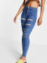 Фото #1 товара Topshop Joni jeans with super-rips in mid blue