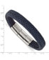 ფოტო #2 პროდუქტის Stainless Steel Navy Blue Leather Bracelet