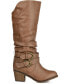 Women's Late Rouched Mid Shaft Buckle Boots