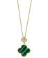ფოტო #1 პროდუქტის EFFY® Malachite & Diamond (1/8 ct. t.w.) Clover 18" Pendant Necklace in 14k Gold