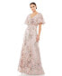 ფოტო #1 პროდუქტის Women's Floral Embellished Short Sleeve Gown