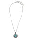Фото #2 товара Macy's simulated Turquoise in Silver Plated Crest Pendant Necklace