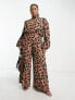 Фото #1 товара Never Fully Dressed Plus wide leg jumpsuit in leopard print