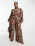 Never Fully Dressed Plus wide leg jumpsuit in leopard print