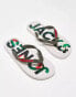 Jack & Jones flip flops with floral logo in green