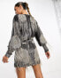 Фото #8 товара ASOS EDITION floral fringe sequin wrap mini dress in charcoal