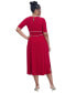 Women's Contrast-Trim Short-Sleeve Midi Dress Crimson/cr, S - фото #6