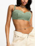 ASOS DESIGN Fuller Bust seam detail hidden underwired crop bikini top in khaki