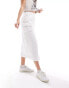 Armani Exchange midi denim skirt in white