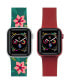 Фото #3 товара Men's and Women's Green Floral Red 2 Piece Silicone Band for Apple Watch 42mm