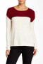 Joie Womens Camilla Two-Tone Long Sleeve Pullover Sweater ivory red Size Large