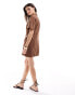 Фото #4 товара ASOS DESIGN mini twill shirt dress with seaming detail in chocolate