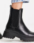 New Look flat high ankle chunky chelsea boot in black