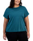 Фото #1 товара Plus Size Birdseye-Mesh Dolman-Sleeve Top, Created for Macy's