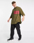 Versace Jeans Couture – Oversize-T-Shirt in Khaki mit Logo