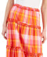Фото #3 товара Women's Cotton Plaid-Print Ruffle-Trim Maxi Skirt