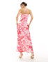 Фото #2 товара Vero Moda satin square neck maxi slip dress in pink daisy print