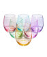 Фото #2 товара Glass Colored Stemless Wine Glass, Set of 6