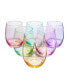 Glass Colored Stemless Wine Glass, Set of 6