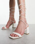 Фото #1 товара Truffle Collection strappy mid heeled square toe sandals in white