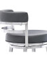 Madrid 30" Bar Height Swivel Gray Artificial leather and Brushed Stainless Steel Bar Stool