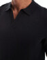 Фото #3 товара ASOS DESIGN lightweight knitted cotton notch neck polo in black