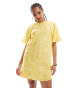 & Other Stories mini dress with short volume puff sleeves in yellow floral print