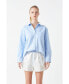 Фото #2 товара Women's Over Oxford Shirt with Sequin Collar