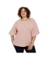 Фото #1 товара Plus Size June + Vie Raglan Puff-Sleeve Sweater