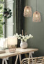 LED Tischlampe Rattan Stoff Boho Stil