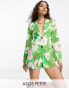 Фото #1 товара ASOS DESIGN Petite slimline tie back suit blazer with linen in retro floral print