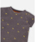 ფოტო #3 პროდუქტის Baby Boy Organic Cotton Top And Evolutive Pant Set Dark Grey With Printed Pixel Dog - Infant