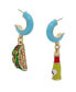 Faux Stone Taco Mismatch Charm Huggie Earrings