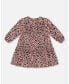 Toddler Girls Long Sleeve Dress With Frills Pink Printed Leopard Flowers - Toddler|Child