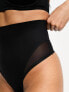 ASOS DESIGN Contouring medium control high waist thong with mesh in black