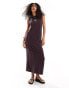 ASOS DESIGN sleeveless maxi dress in chocolate