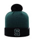 Фото #2 товара Men's Green and Black Michigan State Spartans Core 2-Tone Cuffed Knit Hat with Pom